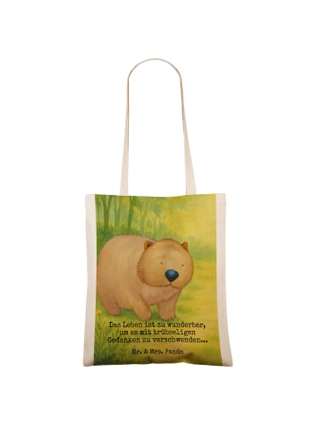 Mr. & Mrs. Panda Shopping Tasche Wombat Design mit Spruch in Weiß