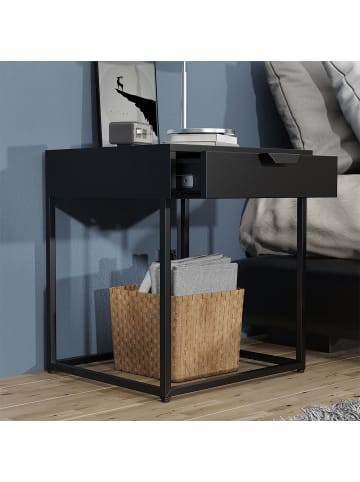 ebuy24 Nachttisch FlokasS schwarz Schwarz 43 x 41 cm