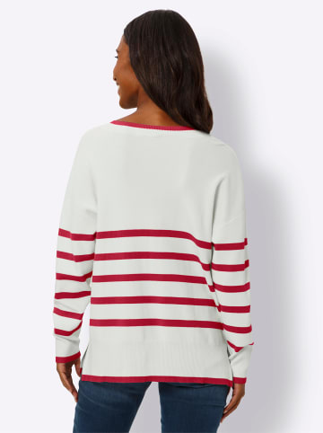 Heine Streifenpullover in rot-ecru-geringelt