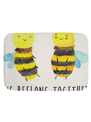 Mr. & Mrs. Panda Badezimmerteppich Biene Verliebt mit Spruch in Weiß