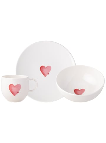 Villeroy & Boch 3er Set Frühstücksset Sending Love With Love in weiß-rot