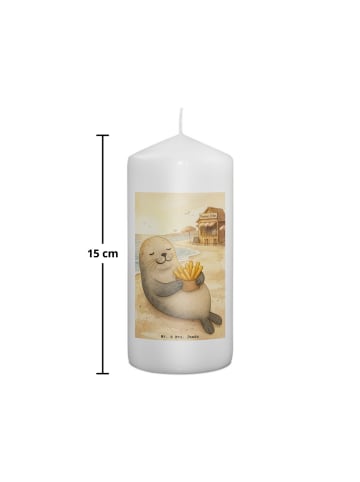 Mr. & Mrs. Panda Kerze Robbe Pommes Design ohne Spruch in Weiß