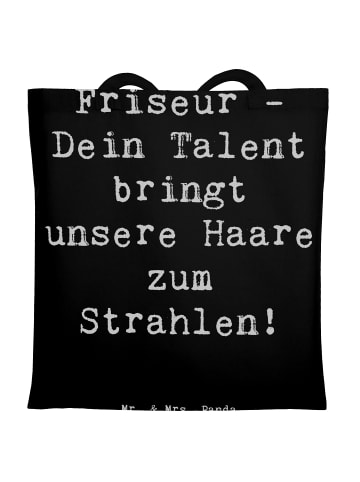 Mr. & Mrs. Panda Canvas Bag Spruch Friseur Talent mit Spruch in Schwarz