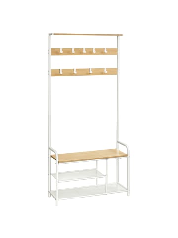 VASAGLE Garderobenständer Dacey in Eichenfarben-Weiß - (B)30 x (H)180.5 x (T)85 cm