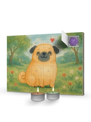 Mr. & Mrs. Panda Kerzen Adventskalender Mops Design ohne Spruch in Weiß