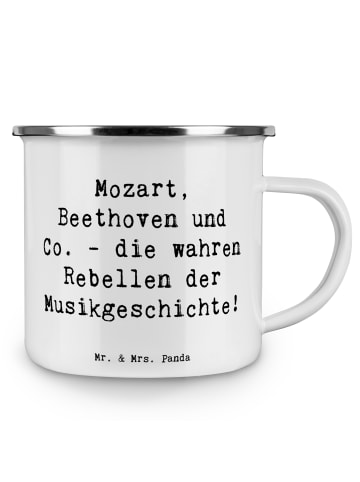 Mr. & Mrs. Panda Camping Emaille Tasse Spruch Klassik Rebellen m... in Weiß