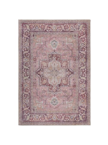 KADIMA DESIGN Maschinenwaschbarer Vintage-Teppich aus recycelten Fasern, rutschfest in Rosa