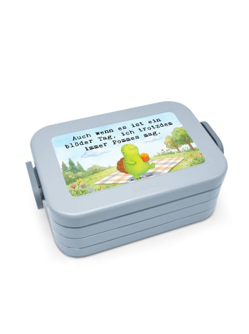 Mr. & Mrs. Panda Lunchbox Schildkröte  Pommes Design mit Spruch in Blau Pastell