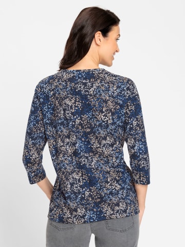 WITT WEIDEN Rundhalsshirt in marine-beige-bedruckt