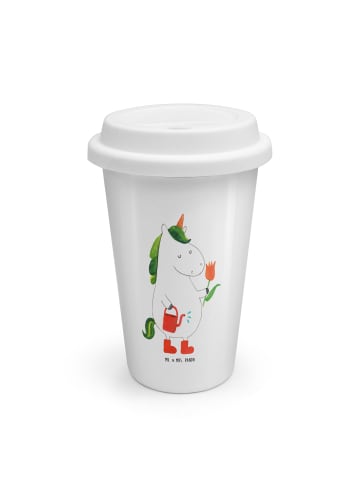 Mr. & Mrs. Panda Thermobecher Einhorn Gärtner ohne Spruch in Weiß