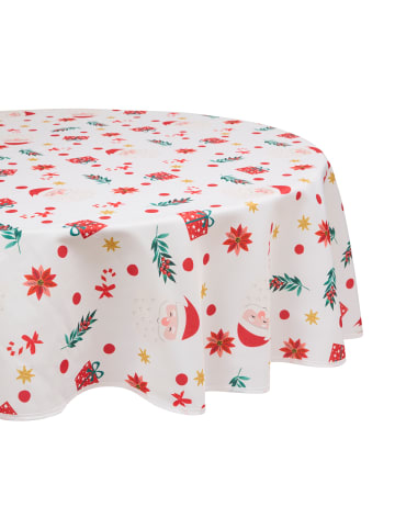 Atmosphera Créateur d'intérieur Runde, fleckabweisende Tischdecke mit Weihnachtsmotiv in Weiß, Ø 180 cm