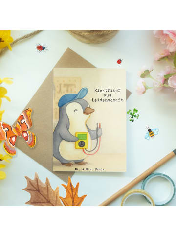 Mr. & Mrs. Panda Glückwunschkarte Elektriker Leidenschaft Design... in Weiß