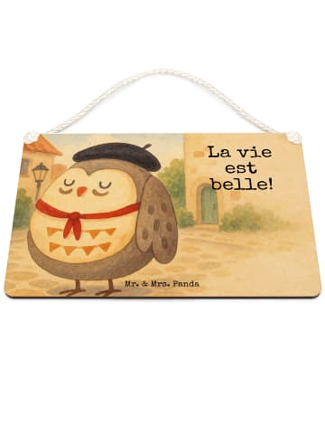 Mr. & Mrs. Panda Schild Eule Frankreich Design mit Spruch in Weiß