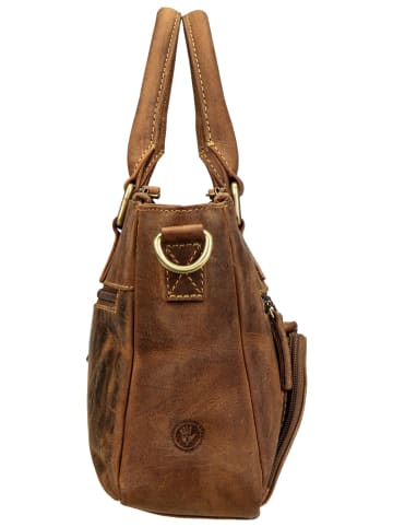Greenburry Handtasche Vintage Umhängetasche 3Zips in Sattelbraun