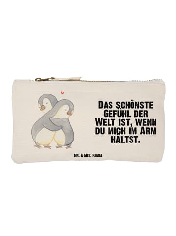 Mr. & Mrs. Panda Kulturtasche Pinguine Kuscheln mit Spruch in Weiß
