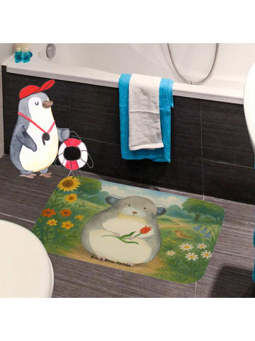 Mr. & Mrs. Panda Badteppich Chinchilla Blume Design ohne Spruch in Weiß