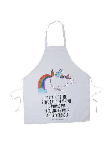 Mr. & Mrs. Panda Arbeitsschürze Einhorn Fliegendes Pferd mit Spruch in Weiß