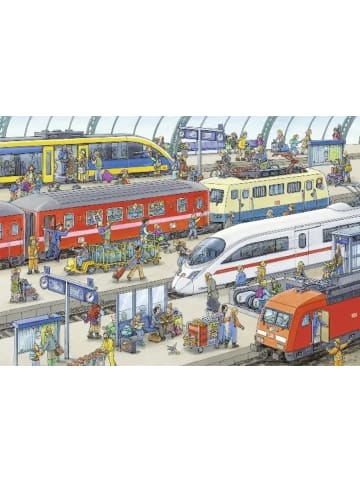 Ravensburger Kinderpuzzle 2x24 Teile - Trubel am Bahnhof | 2 x 24-teiliges Puzzle