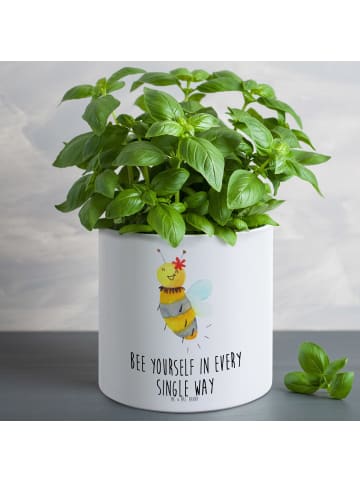 Mr. & Mrs. Panda Großer Blumenkübel Biene Blume mit Spruch in Weiß