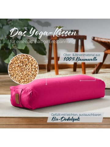 Lumaland #DoYourYoga Yoga-Bolster Paravati - gefüllt mit Dinkelspelz - 67x22x13cm - Pink