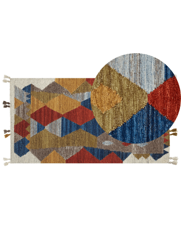 Beliani Kelim ARZAKAN in Bunt/Rot/Blau - (W) 80 x (L) 150 cm