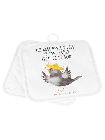 Mr. & Mrs. Panda Topfuntersetzer Rabe Sombrero mit Spruch in Weiß