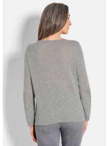 GOLDNER Kaschmirpullover Langarm Strickpullover im Leo-Design in grau / gemustert