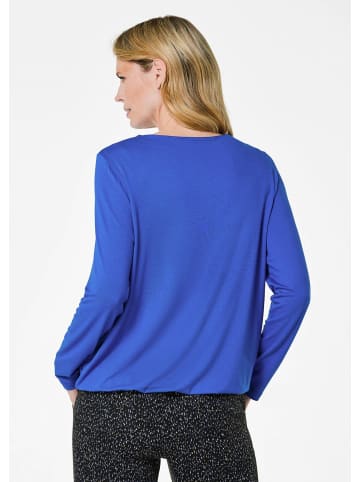 GOLDNER Kurzgröße:  Langarmshirt mit Wasserfallausschnitt in royalblau