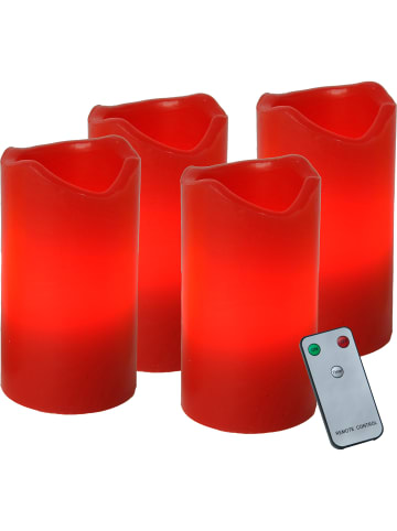 STAR Trading LED Kerzen Advent mit Timer, rot, 10cm, 4er-Set in Silber