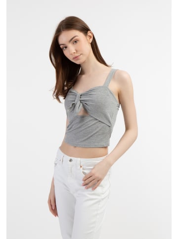 myMo Damen Rippstrick Träger Top in Grau Melange