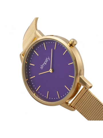 Simplify Die 5800 Mesh-Armbanduhr in Gold/Purple