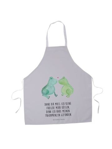 Mr. & Mrs. Panda Kochschürze Frosch Liebe mit Spruch in Grau Pastell