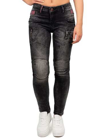 Cipo & Baxx Damen Slim Fit Jeans Stonewashed in Black