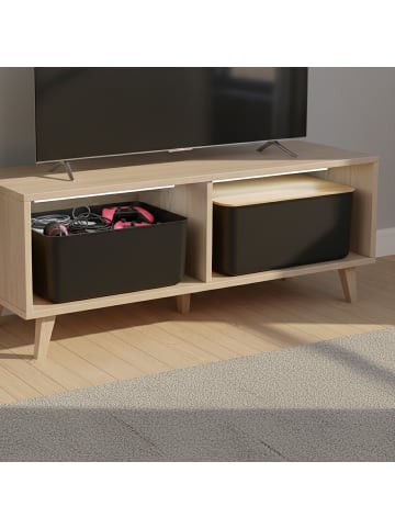 relaxdays 2 x Aufbewahrungsbox in Schwarz/ Natur – (B)36 x (H)16 x (T)25 cm