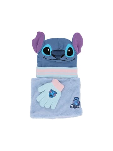 Lilo & Stitch Mütze mit Rollkragenpullover und Handschuhe Winterset für Fans in Blau