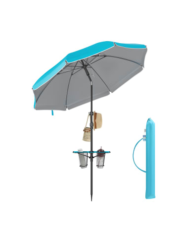 SONGMICS Sonnenschirm Sheld in Blau - (H)206 cm x Ø160 cm