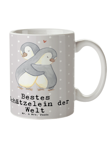 Mr. & Mrs. Panda Kaffeetasse Pinguin Bestes Schätzelein der Welt... in Grau Pastell