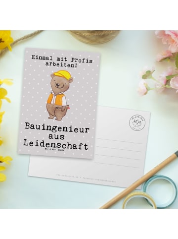Mr. & Mrs. Panda Grußkarte Bauingenieur Leidenschaft mit Spruch in Grau Pastell