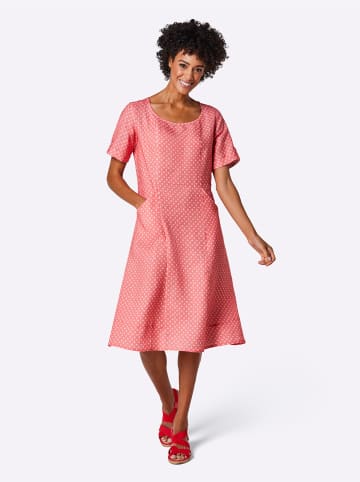creation L A-Linien-Kleid in koralle-weiß-bedruckt