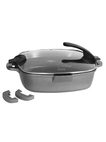 Stoneline Servierpfanne Eckig 24 cm | mit Deckel in Anthrazit