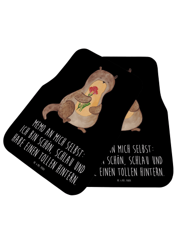 Mr. & Mrs. Panda Automatte Otter Blumenstrauß mit Spruch in Schwarz