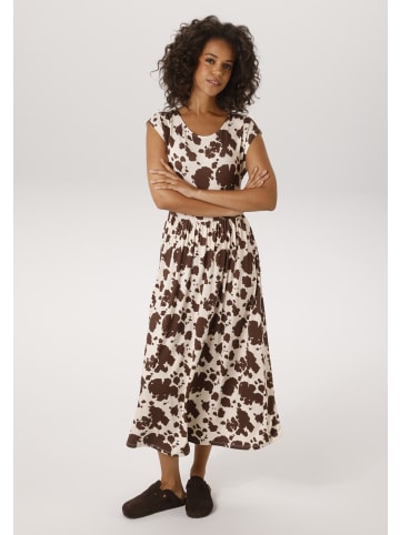 Aniston CASUAL Sommerkleid in wollweiß-braun