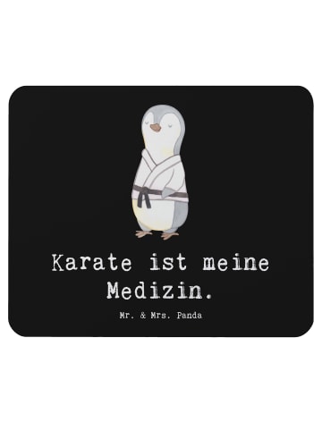 Mr. & Mrs. Panda Mauspad Pinguin Karate mit Spruch in Schwarz