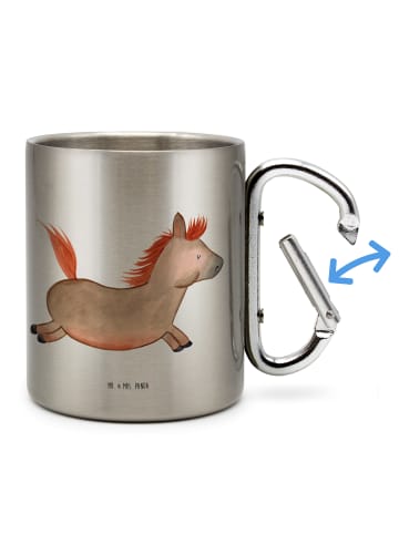 Mr. & Mrs. Panda Tasse Pferd Springen ohne Spruch in Silber
