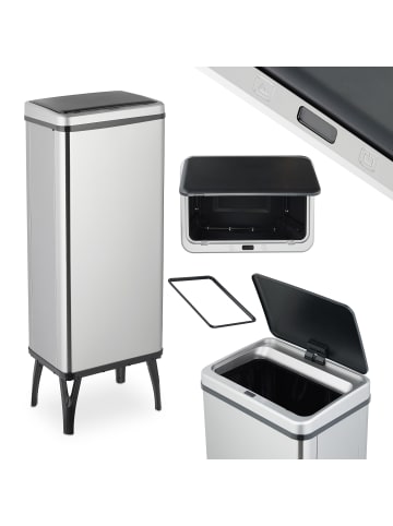 relaxdays Mülleimer mit Sensor in Silber - 60 Liter