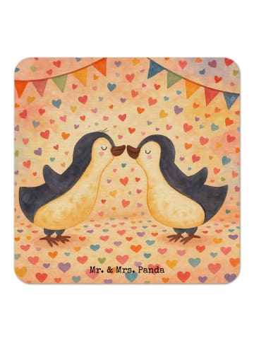 Mr. & Mrs. Panda Bierdeckel Pinguin Liebe Design ohne Spruch in Weiß