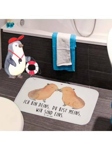 Mr. & Mrs. Panda Duschmatte Capybara Liebe mit Spruch in Weiß