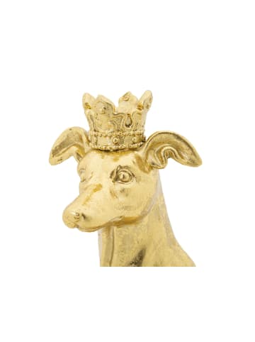 Mauro Ferretti Sitzende Hundestatue mit Krone aus goldenem Kunstharz, 20 x 12,5 x 33 cm
