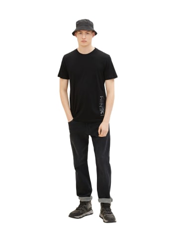 TOM TAILOR Denim T-Shirt SIDE PRINTED in Schwarz