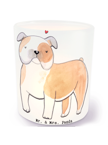 Mr. & Mrs. Panda Windlicht aus Glas Englische Bulldogge Lebensre... in Transparent